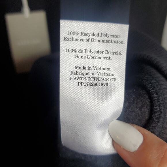 Everlane The ReNew Fleece Oversized Crew Black Small NWT Teddy Sweatshirt - Picture 13 of 16